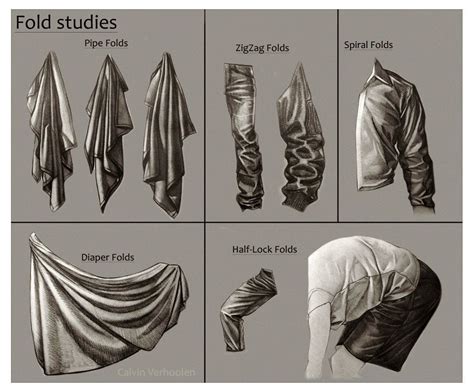 how to draw folded fabric